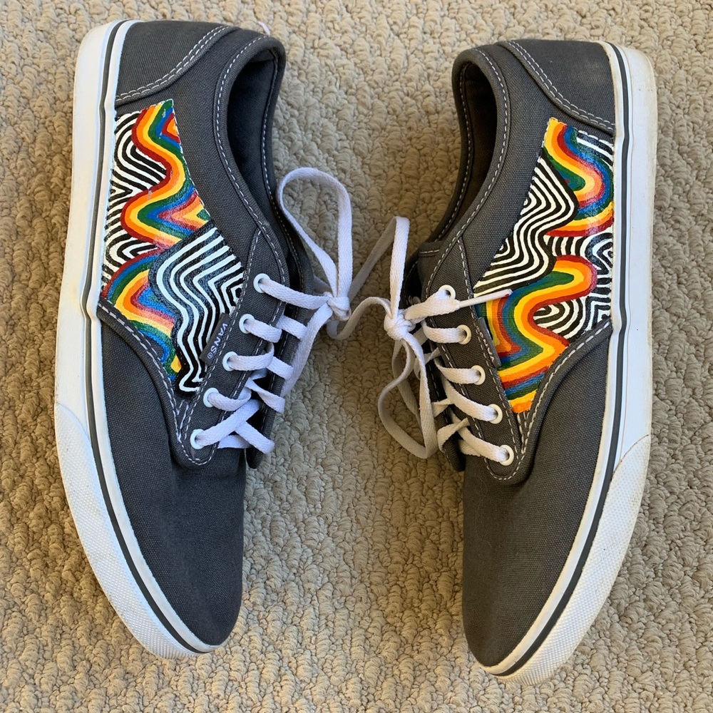 VANS Gray Shoes With Rainbow Acid Design